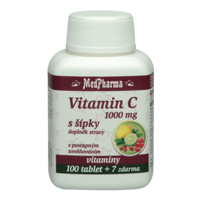 MedPharma Vitamin C 1000 mg s šípky, prodloužený účinek, 107 tobolek