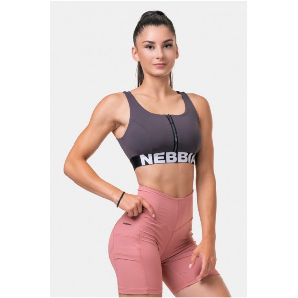 Nebbia Smart Zip sportovní podprsenka 578 marron 