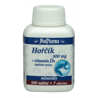 MedPharma Hořčík 300 mg + vitamin D3, 107 tobolek