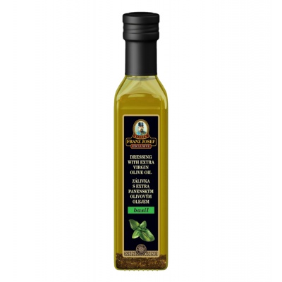 Zálivka s extra panenským olivovým olejem s příchutí bazalky 250ml