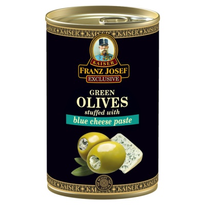Zelené olivy plněné pastou z modrého sýra 300g