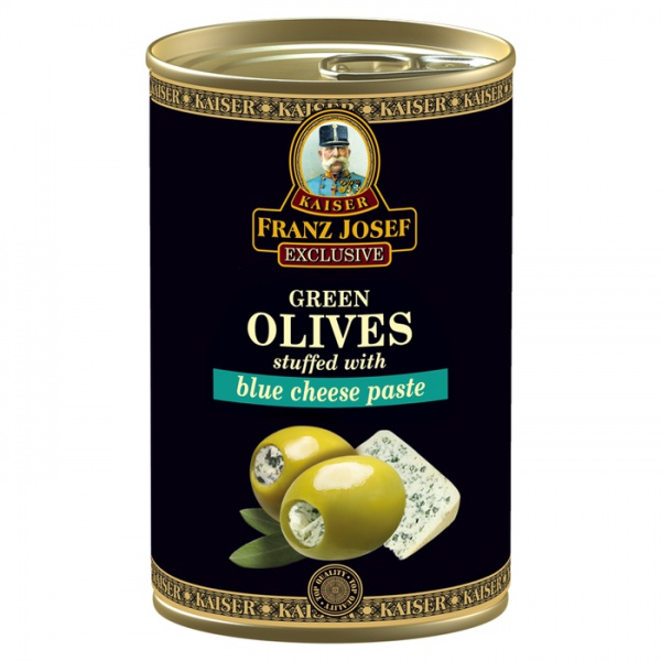 Zelené olivy plněné pastou z modrého sýra 300g