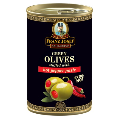 Zelené olivy plněné pálivou paprikovou pastou 300g
